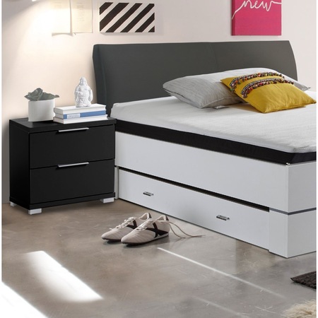 Noptiera Kring Colline, 46x43x42 cm, culoare negru, 2 sertare