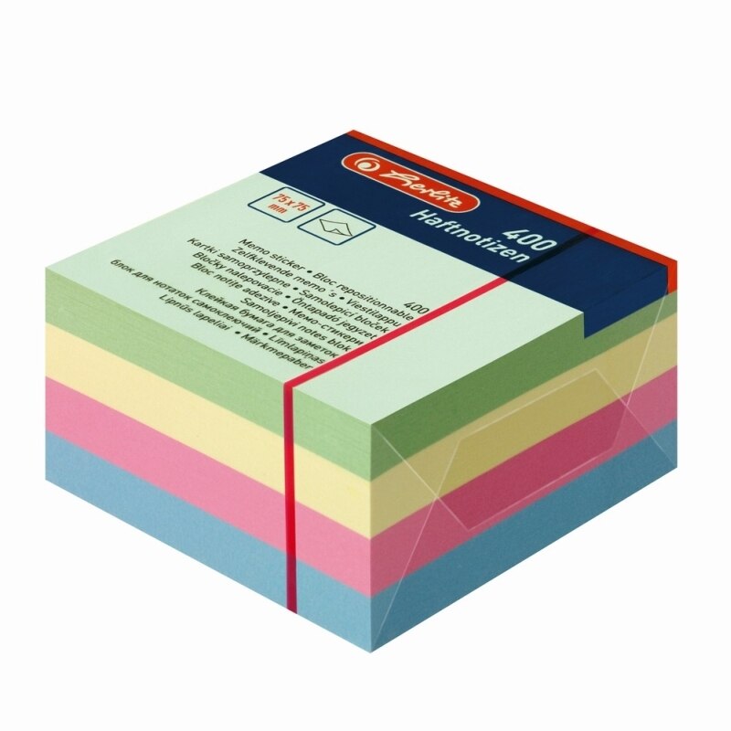 Bloc notite adezive 75x75mm 100filex4 culori pale asortate