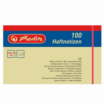 Bloc notite adezive 125x75mm 100file, culoare galben Bloc notite adezive 125x75mm 100file, culoare galben