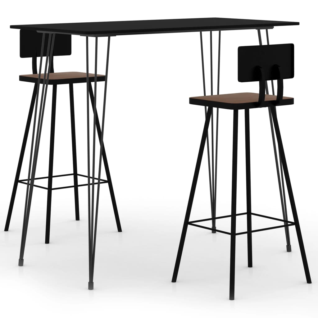Set mobilier de bar cu 3 piese, vidaXL, 120 x 60 x 105 cm, Negru