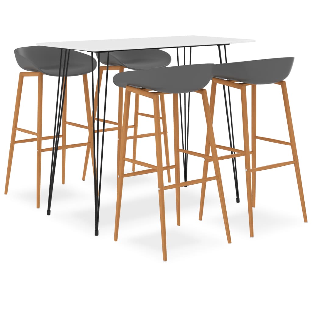 Set mobilier de bar, 5 piese, alb si gri 3057414