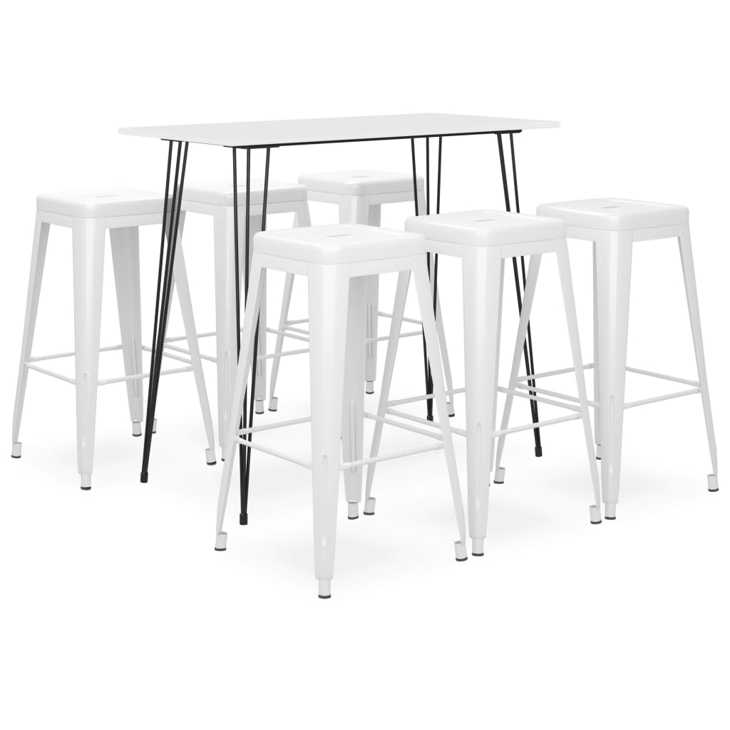 Set mobilier de bar, 7 piese, alb 3057416