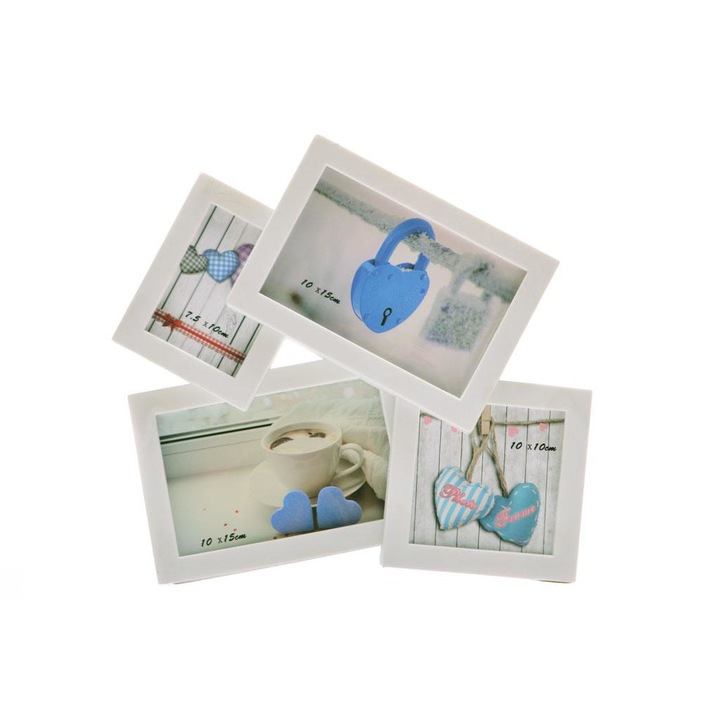Рамка за 4 снимки Giftshop GS-73957, PVC, бяла