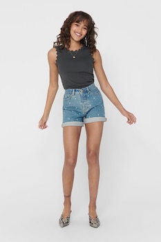 only pantaloni scurti din denim cu stele brodate albastru inchisalb imagen 6_0_
0