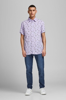 Jack&Jones, Camasa relaxed fit cu imprimeu, Lila/Galben Jack&Jones, Camasa relaxed fit cu imprimeu, Lila/Galben