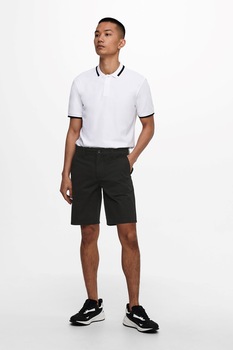 Only & Sons, Pantaloni scurti din amestec de bumbac cu buzunare, Negru Only & Sons, Pantaloni scurti din amestec de bumbac cu buzunare, Negru