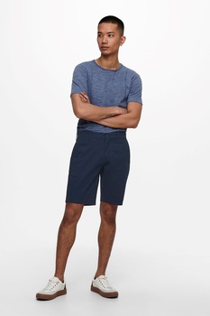 Only & Sons, Pantaloni scurti din amestec de bumbac cu buzunare, Bleumarin Only & Sons, Pantaloni scurti din amestec de bumbac cu buzunare, Bleumarin