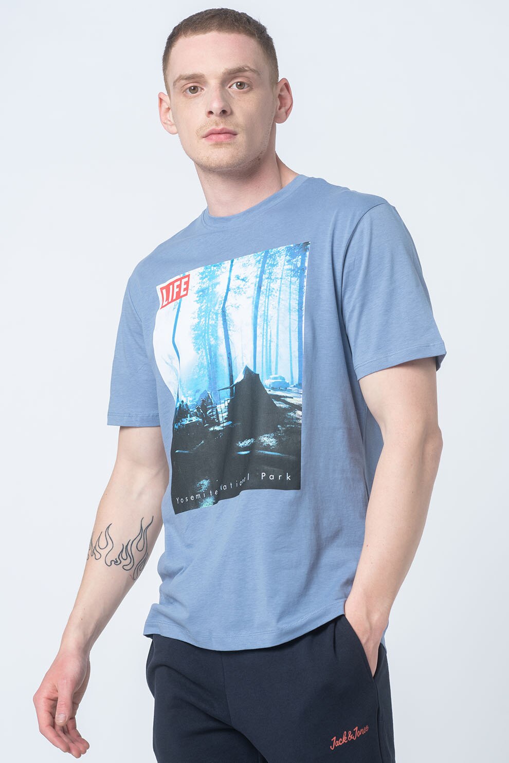 Only & Sons, Tricou regular fit din bumbac organic Life, Albastru lavanda
