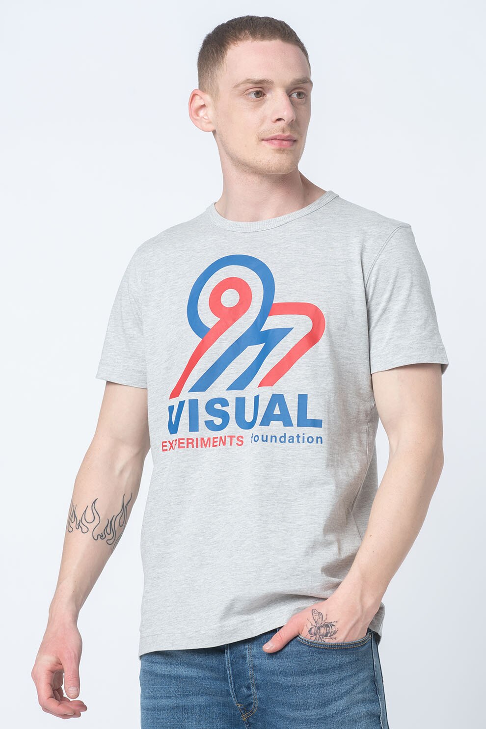Selected Homme, Tricou de bumbac organic Havalon, Gri deschis melange