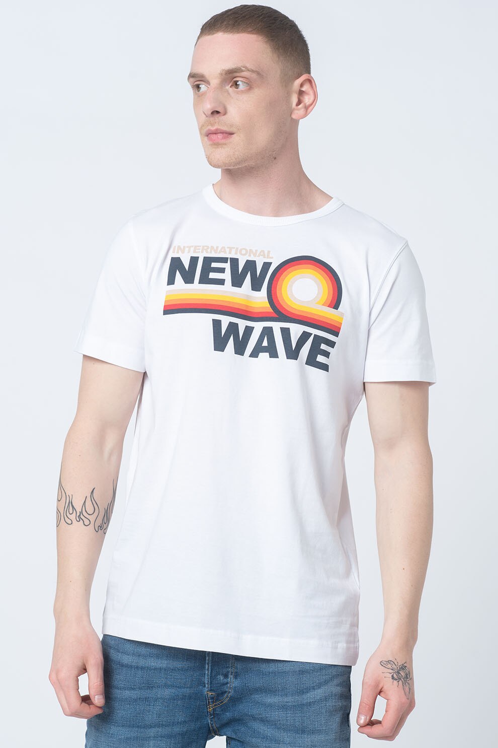 Selected Homme, Tricou de bumbac organic Havalon, Alb