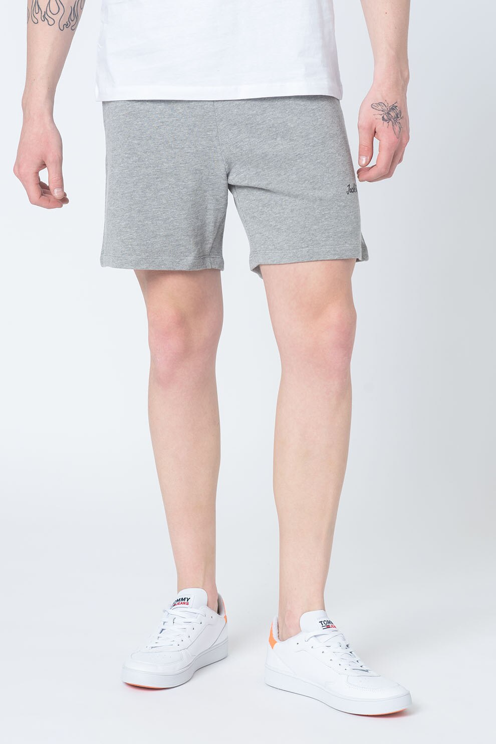 Jack&Jones, Set de pantaloni scurti din jerseu cu snur de ajustare in talie Winks - 2 perechi, Bleumarin/Gri melange