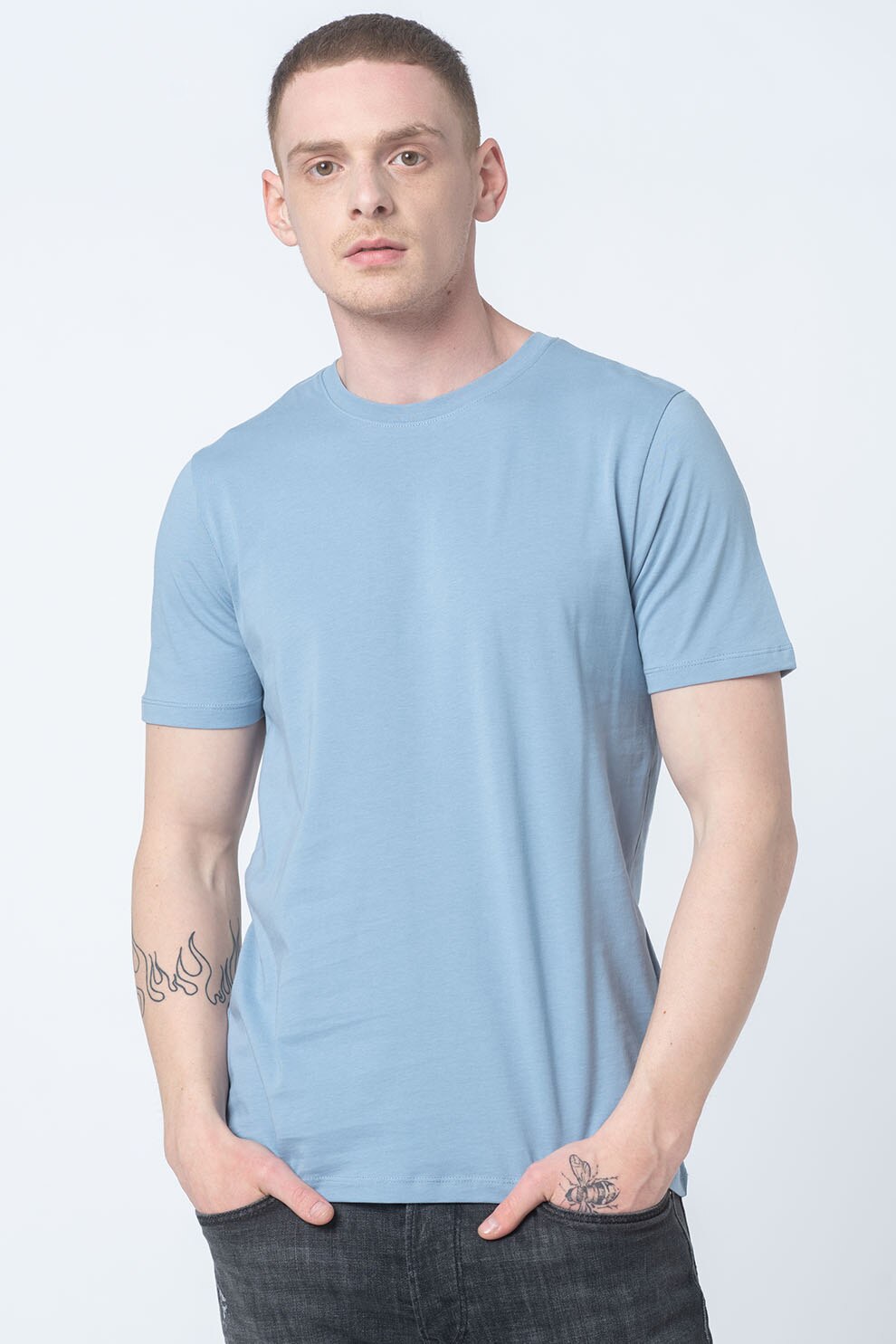 Jack&Jones, Set de tricouri din bumbac organic - 5 piese, Multicolora