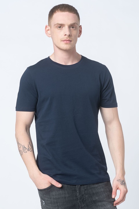 Jack & Jones, Set de tricouri din bumbac organic - 5 piese, Alb/Negru/Bleumarin, M