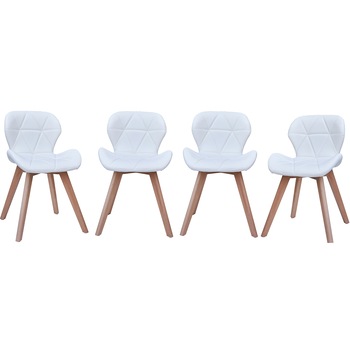 Set 4 scaune tapitate dining/bucatarie Kring Bristol, lemn/PU, Alb Set 4 scaune tapitate dining/bucatarie Kring Bristol, lemn/PU, Alb