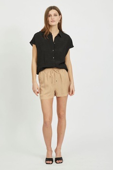 Vila, Pantaloni scurti din lyocell cu snur in talie, Maro camel Vila, Pantaloni scurti din lyocell cu snur in talie, Maro camel