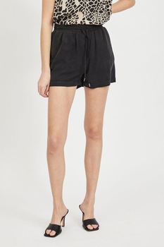 Vila, Pantaloni scurti din lyocell cu snur in talie, Negru Vila, Pantaloni scurti din lyocell cu snur in talie, Negru