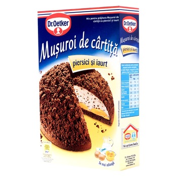 Mix pentru Prajitura Musuroi de Cartita, Piersici si Iaurt, Dr. Oetker, 366 g Mix pentru Prajitura Musuroi de Cartita, Piersici si Iaurt, Dr. Oetker, 366 g
