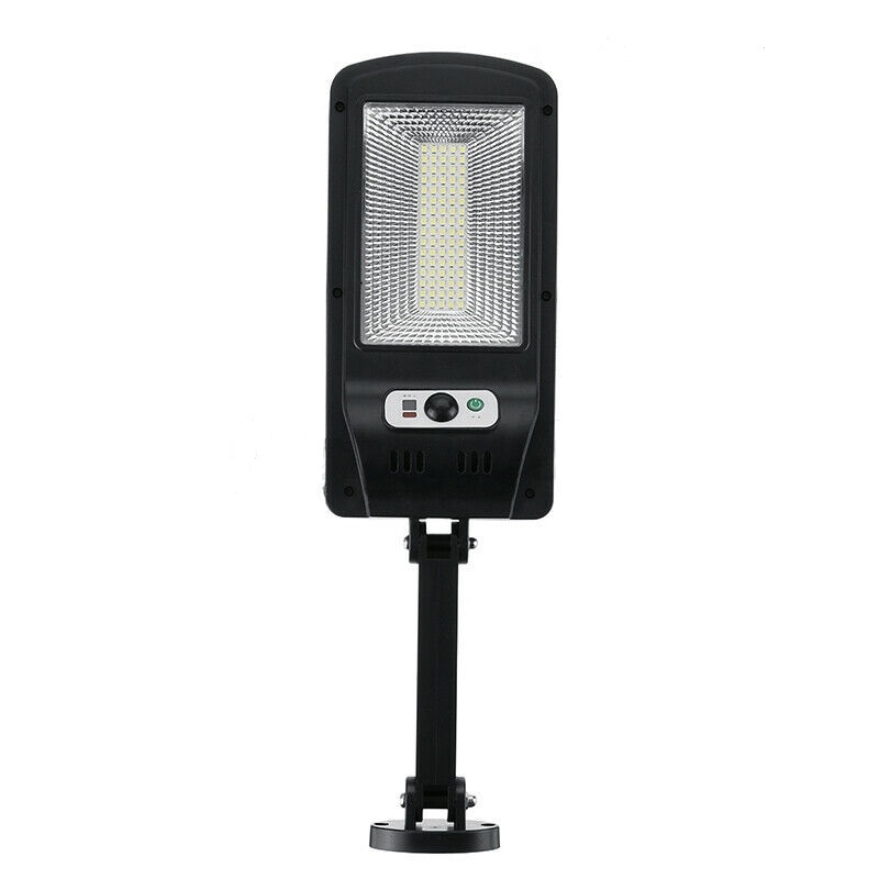 Lampa solara stradala 80 LED SMD, cu senzor de miscare, panou solar incorporat, brat de montare inclus si telecomanda cu functii multiple de setare a intensitatii luminoase si timpului de functionare teleMAG