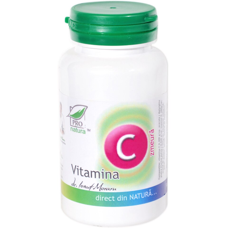 Vitamina C cu zmeura 60 cps Pro Natura