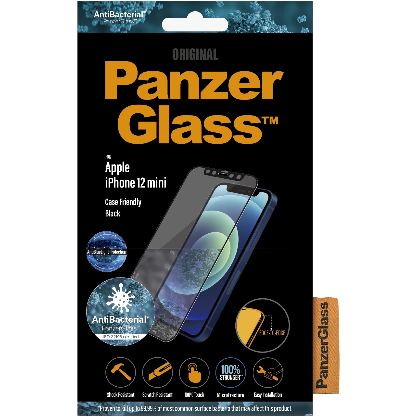 Folie de protectie PanzerGlass pentru Apple iPhone 12 mini Case Friendly Anti-Bluelight AB, Black