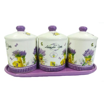 Set 3 piese condimente, ceramica, lavanda, 33 cm Set 3 piese condimente, ceramica, lavanda, 33 cm