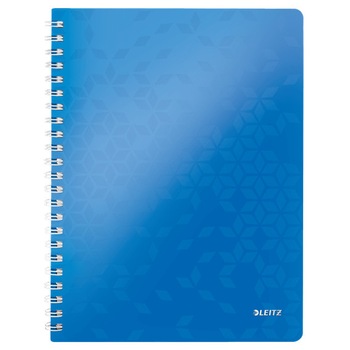 Caiet de birou Leitz WOW, PP, A4, 80 coli, cu spira, dictando, Albastru Caiet de birou Leitz WOW, PP, A4, 80 coli, cu spira, dictando, Albastru