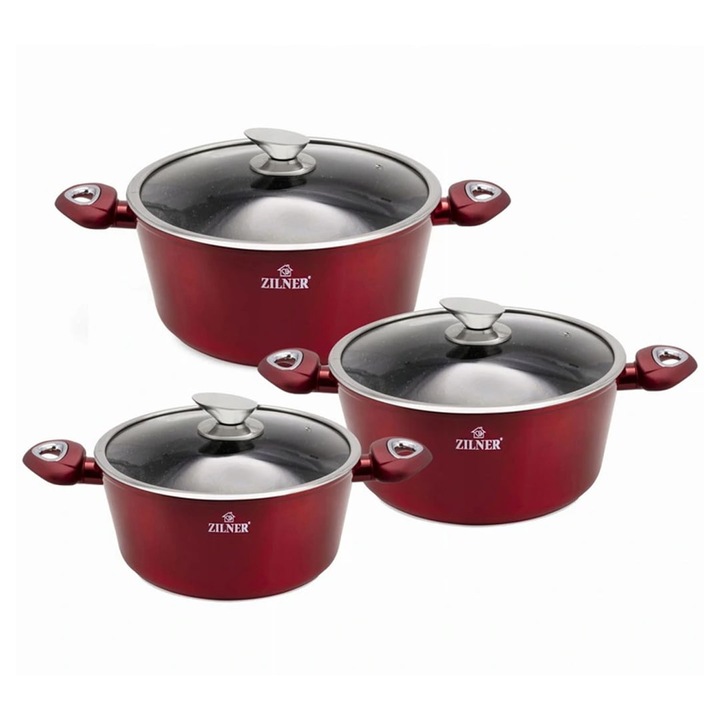 Set oala, Zilner, 6 bucati, Rosu