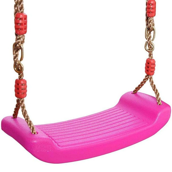 Детска люлка, без облегалка, с включени въжета, розов цвят