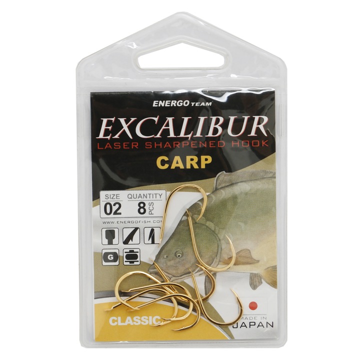 Energo Team Excalibur Carp Classic Gold Nr. 2 Horog, 8db / csomag