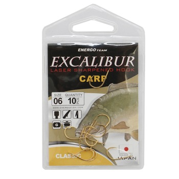 Carlige Energo Team Excalibur Carp Classic Gold Nr 6 10buc/plic Carlige Energo Team Excalibur Carp Classic Gold Nr 6 10buc/plic