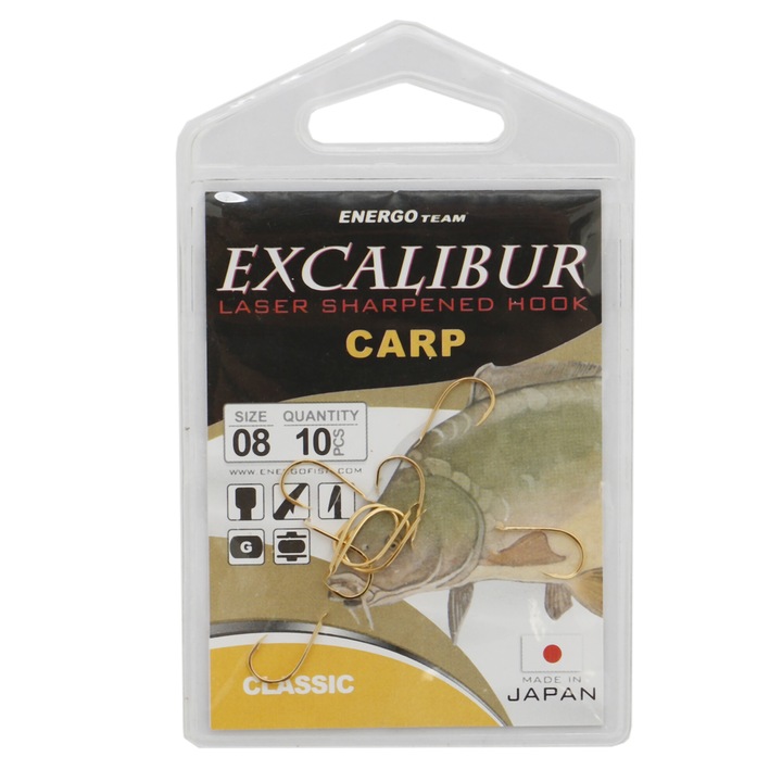 Energo Team Excalibur Carp Classic Gold Nr. 8 Horog, 10db / boríték
