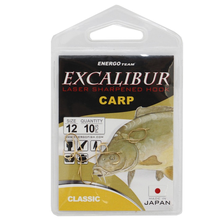 Energo Team Excalibur Carp Classic Gold Nr 12 Horog, 10db / csomag