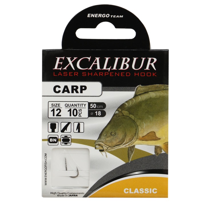 Carlige Legate Excalibur Carp Classic Bn Nr.12 10buc/plic