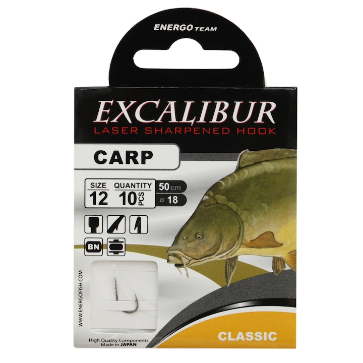 Куки за риболов Legate Excalibur Carp Classic Bn Nr.12, 10 броя/опаковка