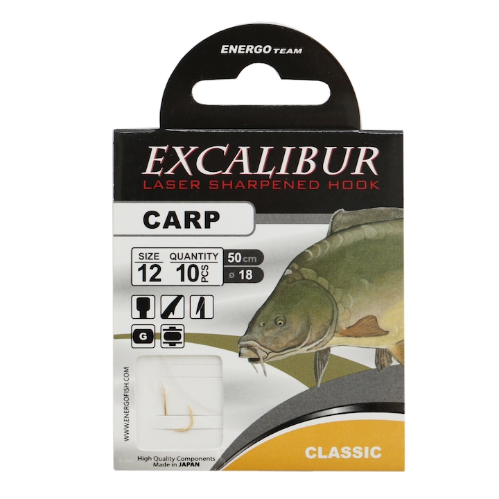 Куки за риболов Excalibur Carp Classic Gold Nr.12