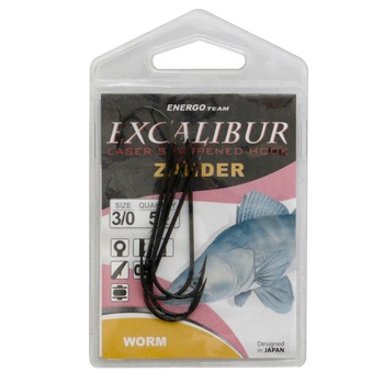 Carlige Energo Team Excalibur Zander Worm Nr 3/0 5buc/plic Carlige Energo Team Excalibur Zander Worm Nr 3/0 5buc/plic