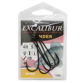 Carlige Energo Team Excalibur Zander Worm Nr 4/0 5buc/plic Carlige Energo Team Excalibur Zander Worm Nr 4/0 5buc/plic
