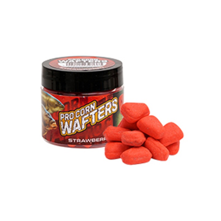 Стръв Benzar Mix Pro Corn Wafters, Strawberry, Fluo red
