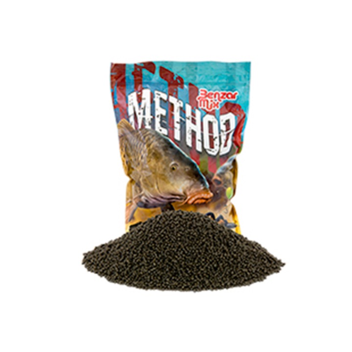Benzar Mix Method Pellet, 2mm, 800g, fekete laposhal