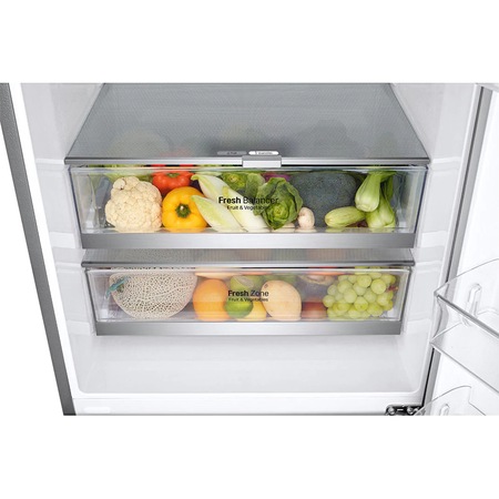 Combina frigorifica LG GBF567PZCMB, 461 l, Clasa E, No Frost, DoorCooling+, FreshBalancer, Dozator de apa, Compresor Smart Inverter, Argintiu