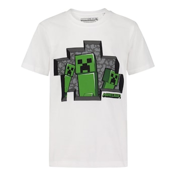 Tricou copii Minecraft Creepers, Alb, 128 cm Tricou copii Minecraft Creepers, Alb, 128 cm
