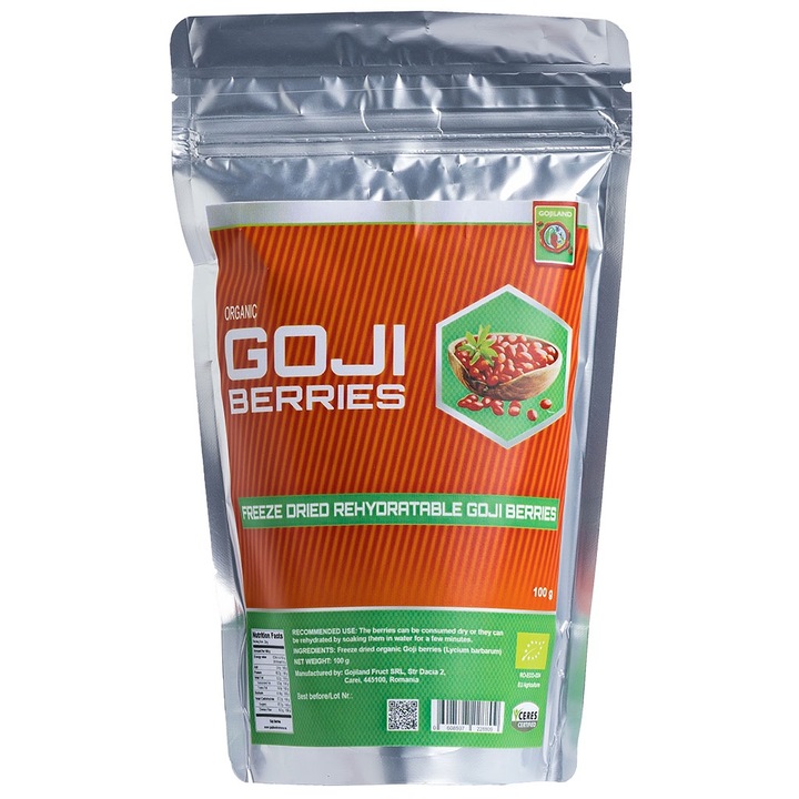Fructe de Goji berry liofilizate, rehidratabil, Bio, uscat prin congelare, 100 g