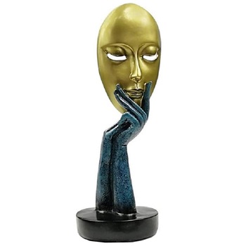 Statueta masca aurie Thinking rasina 30cm Statueta masca aurie Thinking rasina 30cm