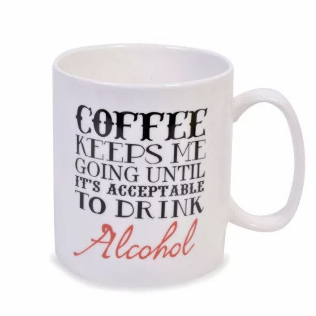 Cana ceramica pentru cafea Pufo Coffee, cu mesaj amuzant, 530 ml, alba