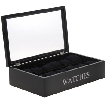 Cutie pentru 12 ceasuri, din MDF, culoare neagra, 34x20,5x9 cm Cutie pentru 12 ceasuri, din MDF, culoare neagra, 34x20,5x9 cm