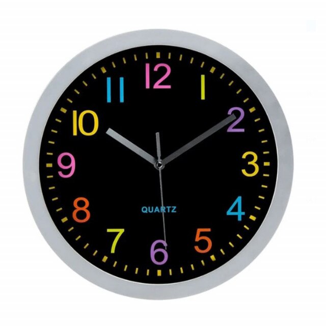 Ceas decorativ de perete cu numere colorate, 30 cm, Pufo
