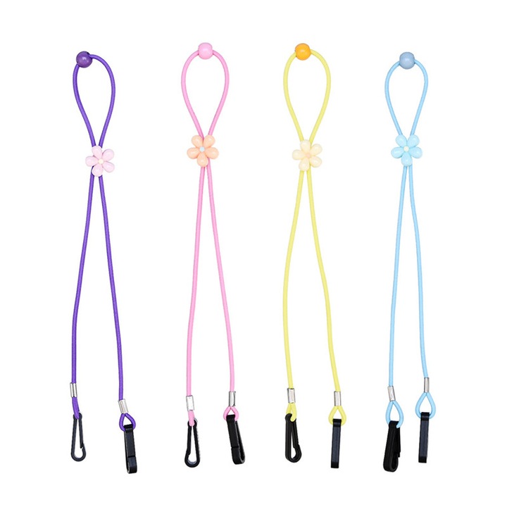 Set 4 buc prelungitoare multicolore pentru masca protectie, model de flori, pentru copil