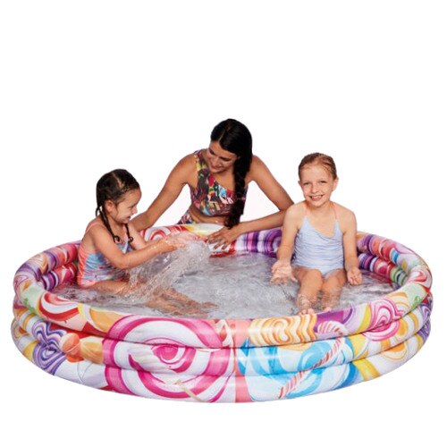 Piscina Happy People Gonflabila cu 3 Inele Candy World 122 x 23 cm