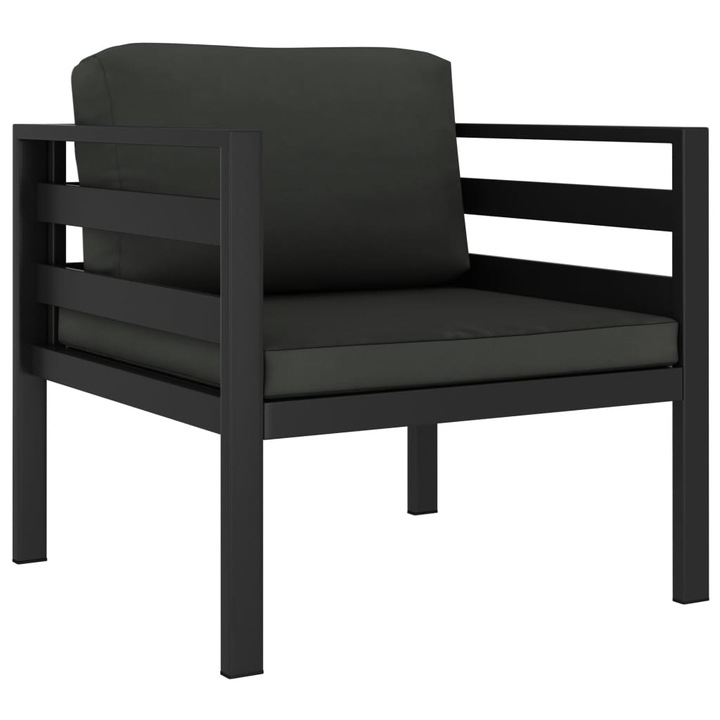 Комплект Кресла с възглавници vidaXL, 2 бр, Антрацит, 12.42 Kg, 75 x 70 x 64.5 см, Алуминий