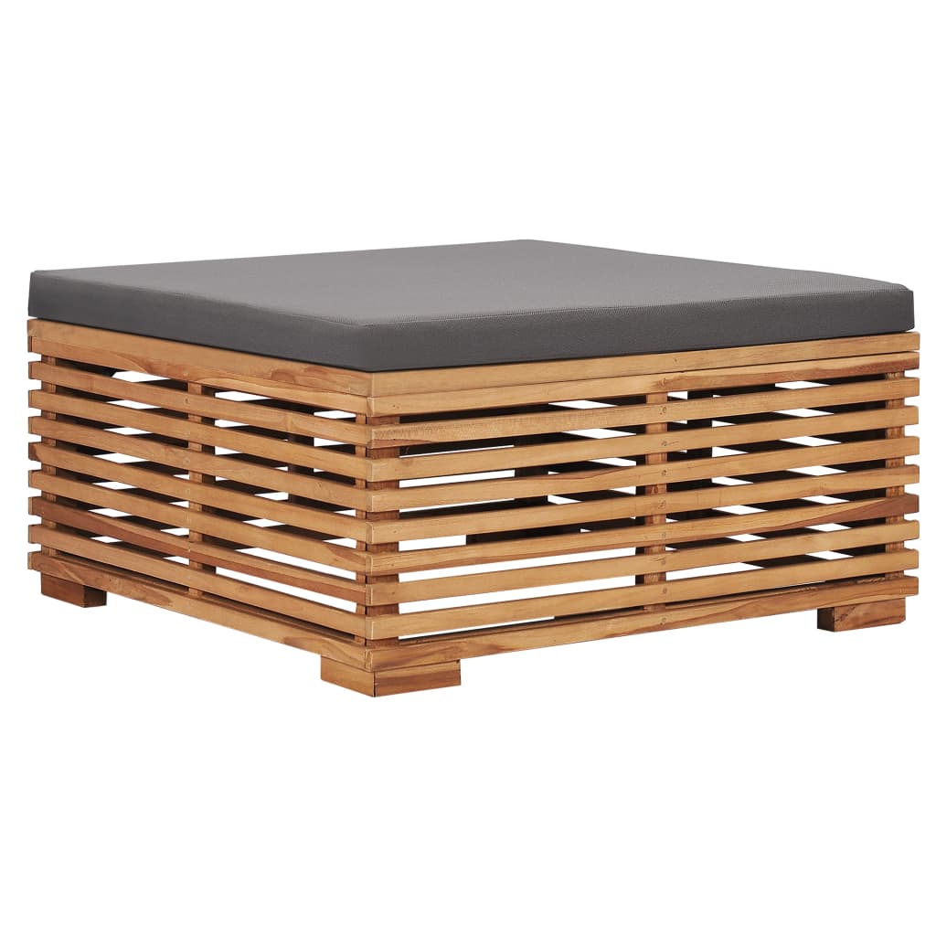Taburet de gradina design cu sipci cu perna vidaXL, Lemn, 69.5 x 69.5 x 31 cm, Maro/Antracit